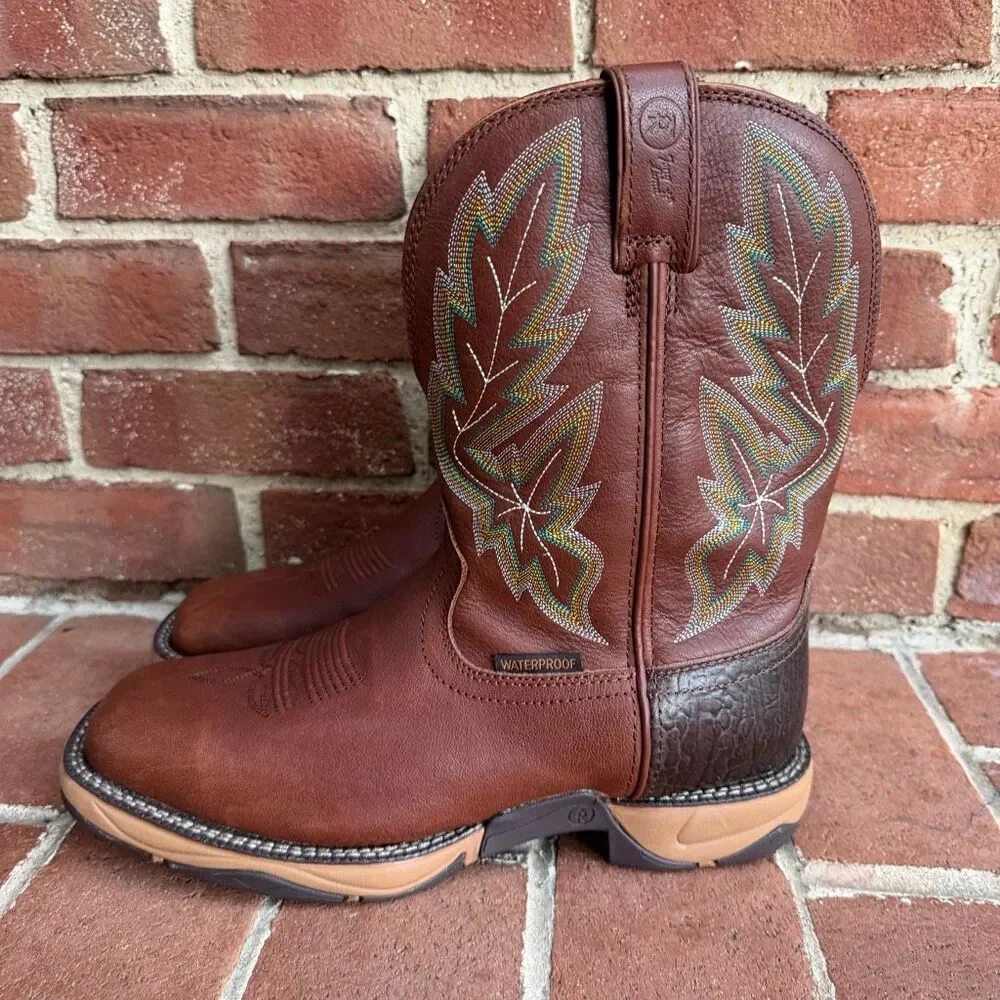 Tony Lama Men’s Leather Cowboy Western waterproof Work Boots brown 12 D NEW